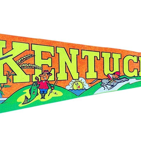 Vintage HTF Kentucky Pennant Souvenir 27” Made In USA RARE DESIGN - Picture 3 of 16